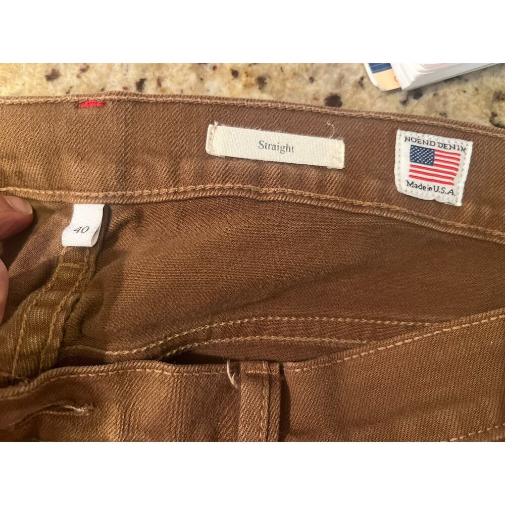 Noend Denim Mens made in the USA straight 40” Waist 31” Inseam Brown